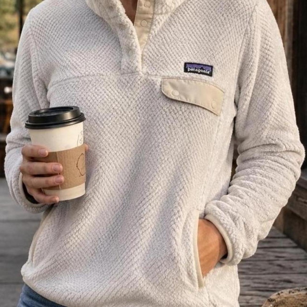 Patagonia Women's XS Synchilla Fleece Snap-T Pullover White Cream